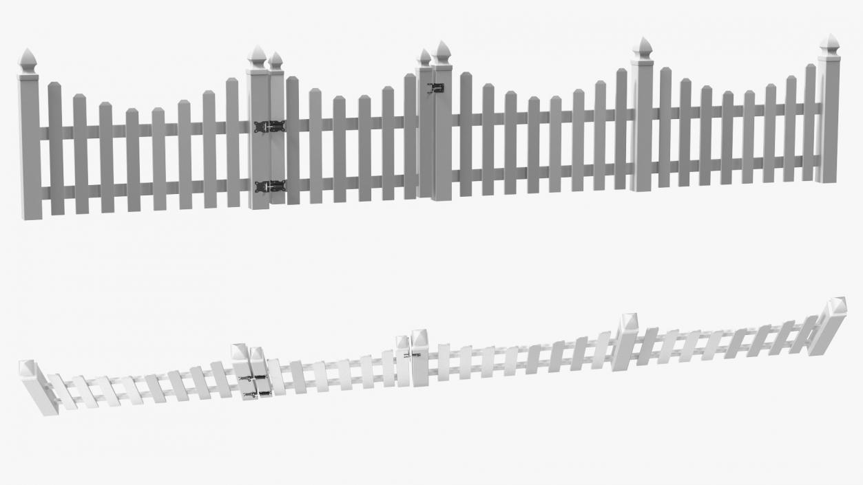 White Scalloped Fence Section 3D model