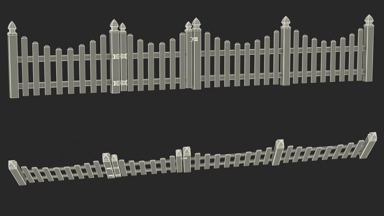 White Scalloped Fence Section 3D model