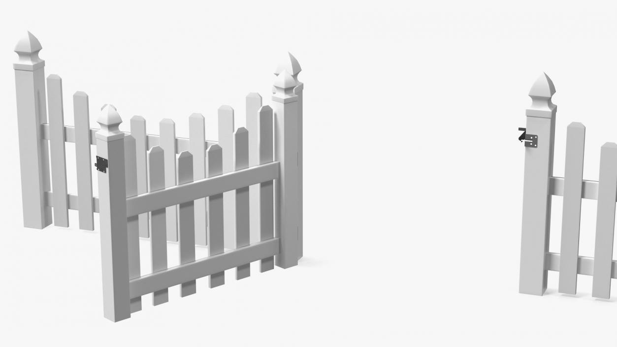 White Scalloped Fence Section 3D model