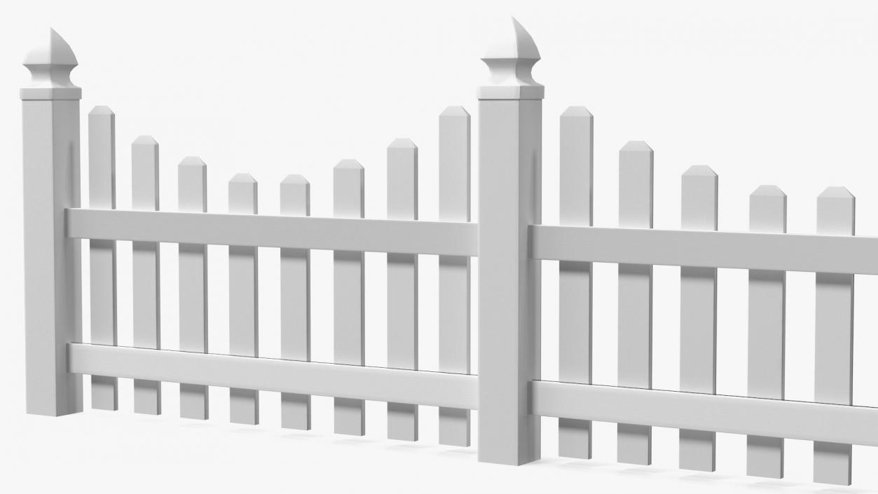 White Scalloped Fence Section 3D model