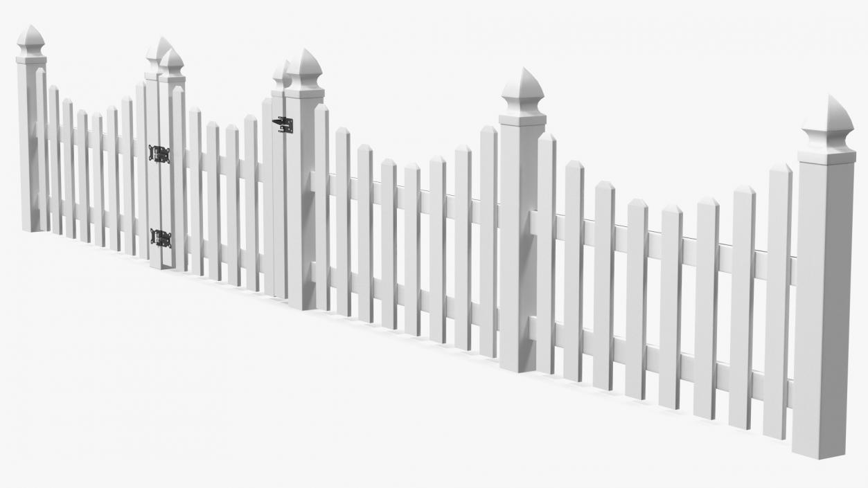 White Scalloped Fence Section 3D model