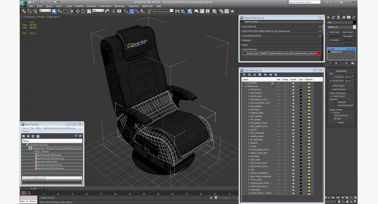 3D model Gaming Chair XRocker Pro Series Pedestal