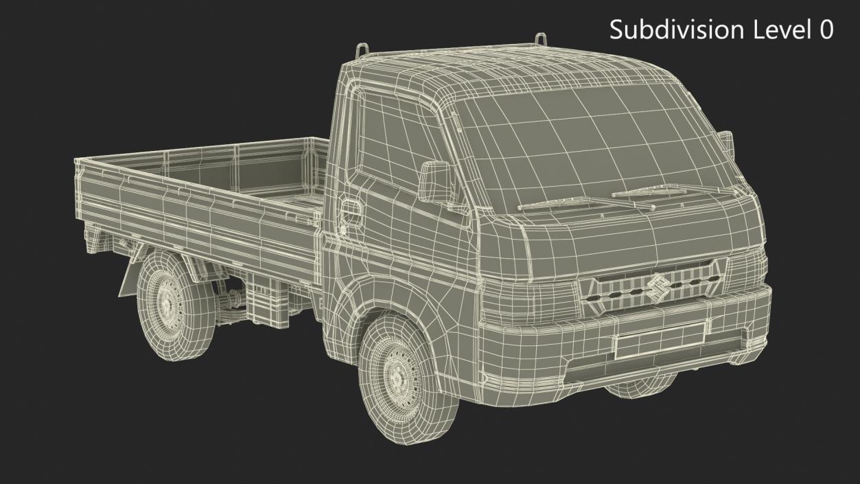 3D Suzuki Carry Truck Black Rigged