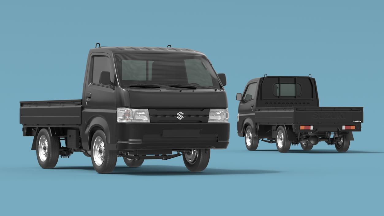 3D Suzuki Carry Truck Black Rigged