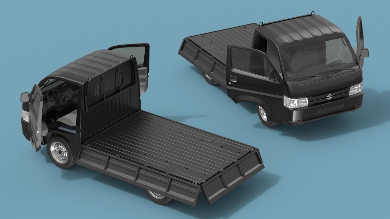 3D Suzuki Carry Truck Black Rigged