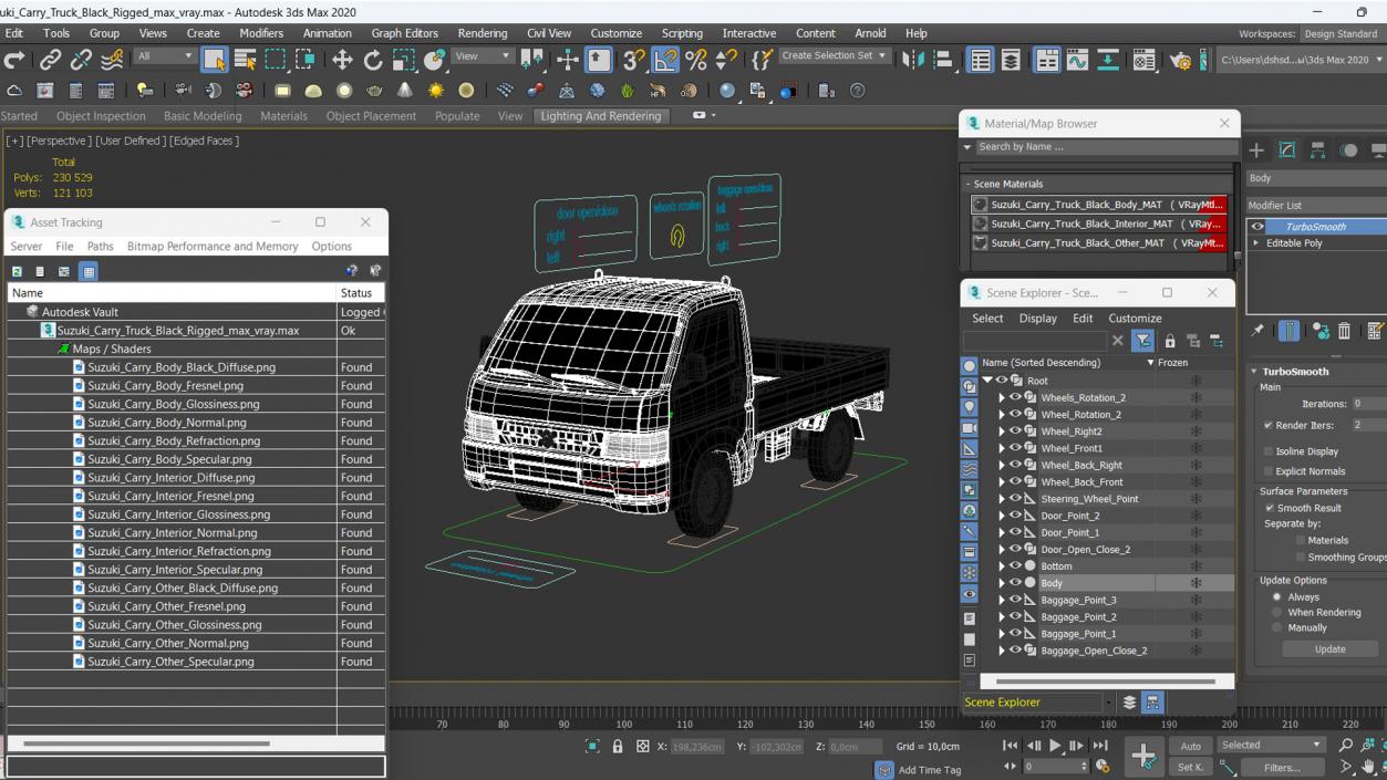 3D Suzuki Carry Truck Black Rigged