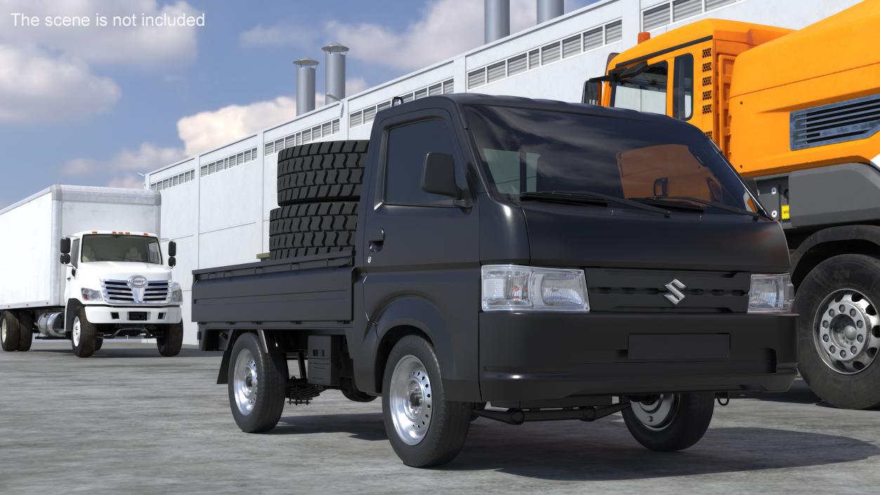 3D Suzuki Carry Truck Black Rigged