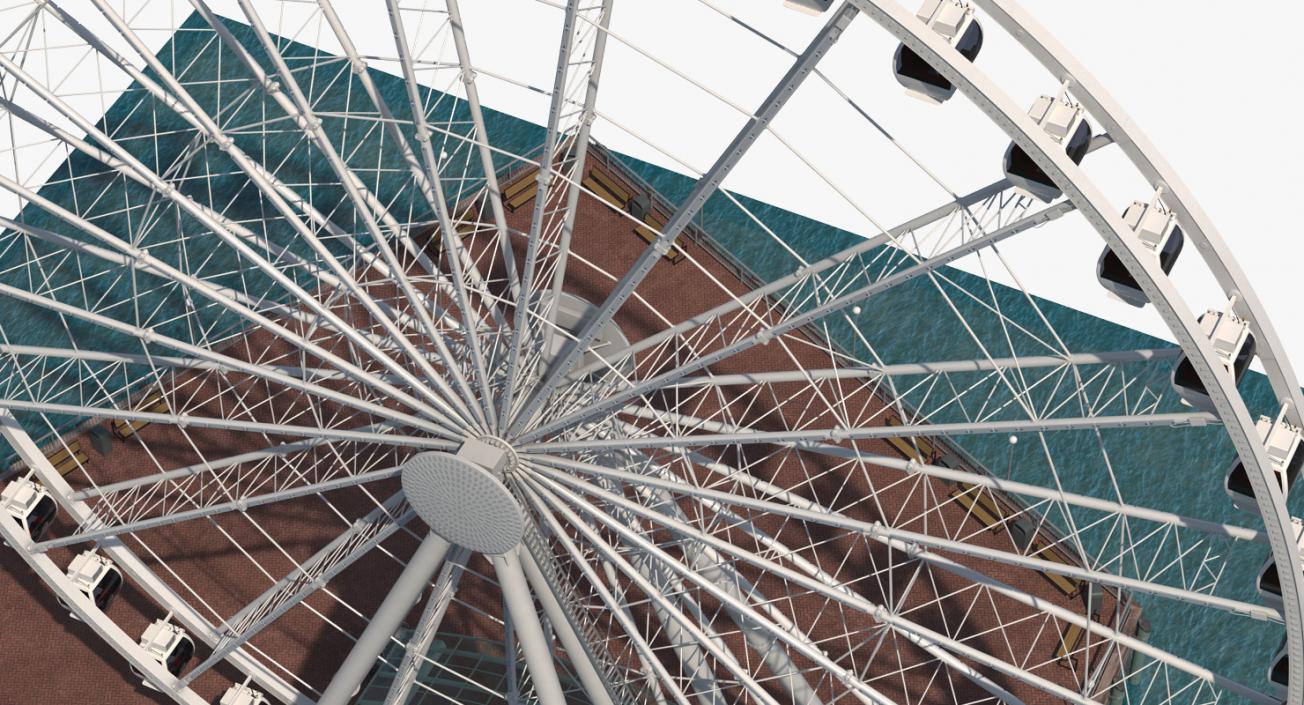 3D Seattle Great Ferris Wheel at Pier Rigged