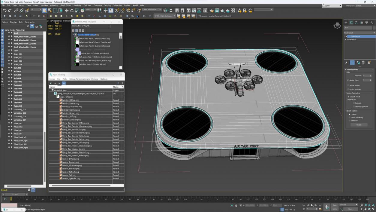 3D model Flying Taxis Hub with Passenger Aircraft