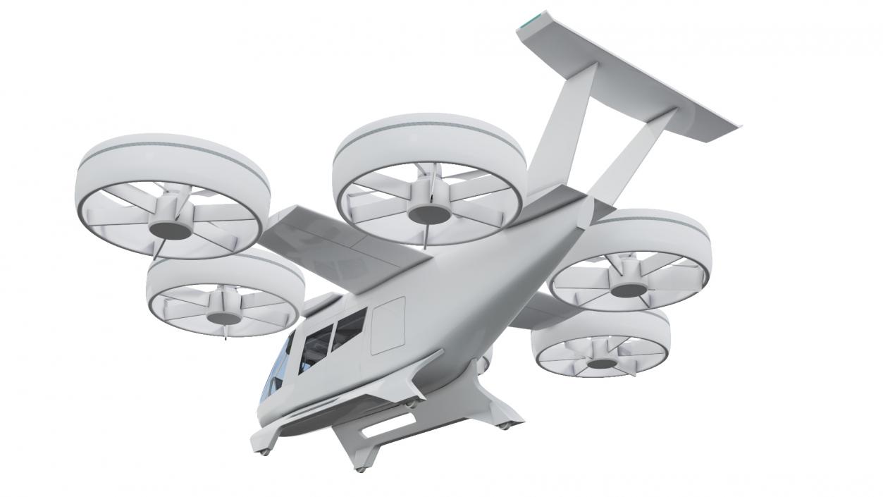 3D model Flying Taxis Hub with Passenger Aircraft