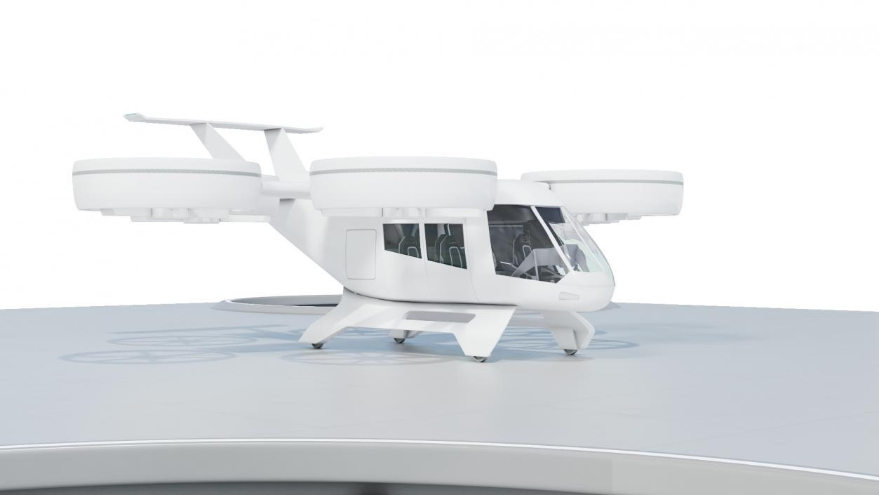 3D model Flying Taxis Hub with Passenger Aircraft