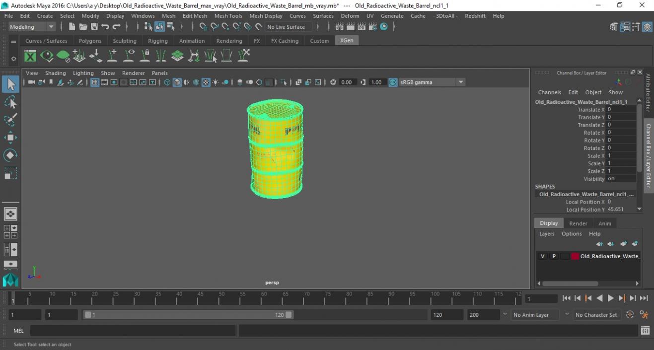 3D Old Radioactive Waste Barrel model