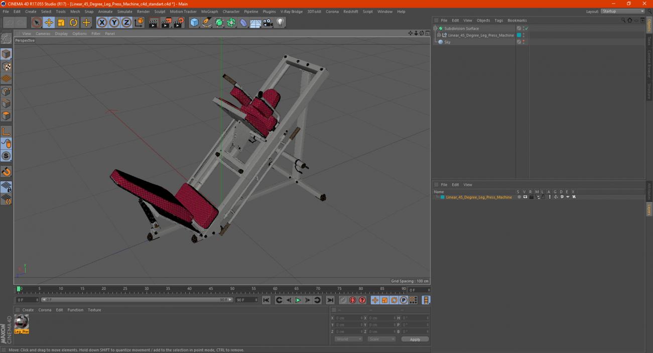 Linear 45 Degree Leg Press Machine 3D model