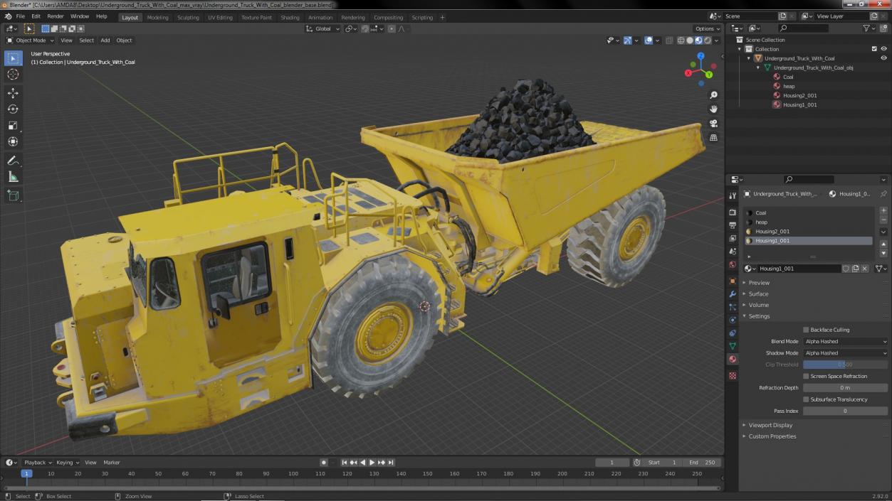 Underground Truck With Coal 3D