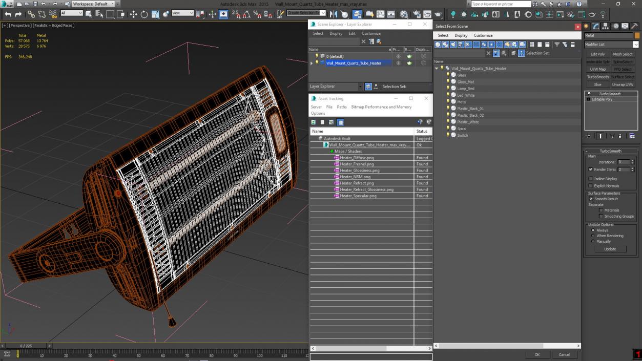 Wall Mount Quartz Tube Heater 3D model