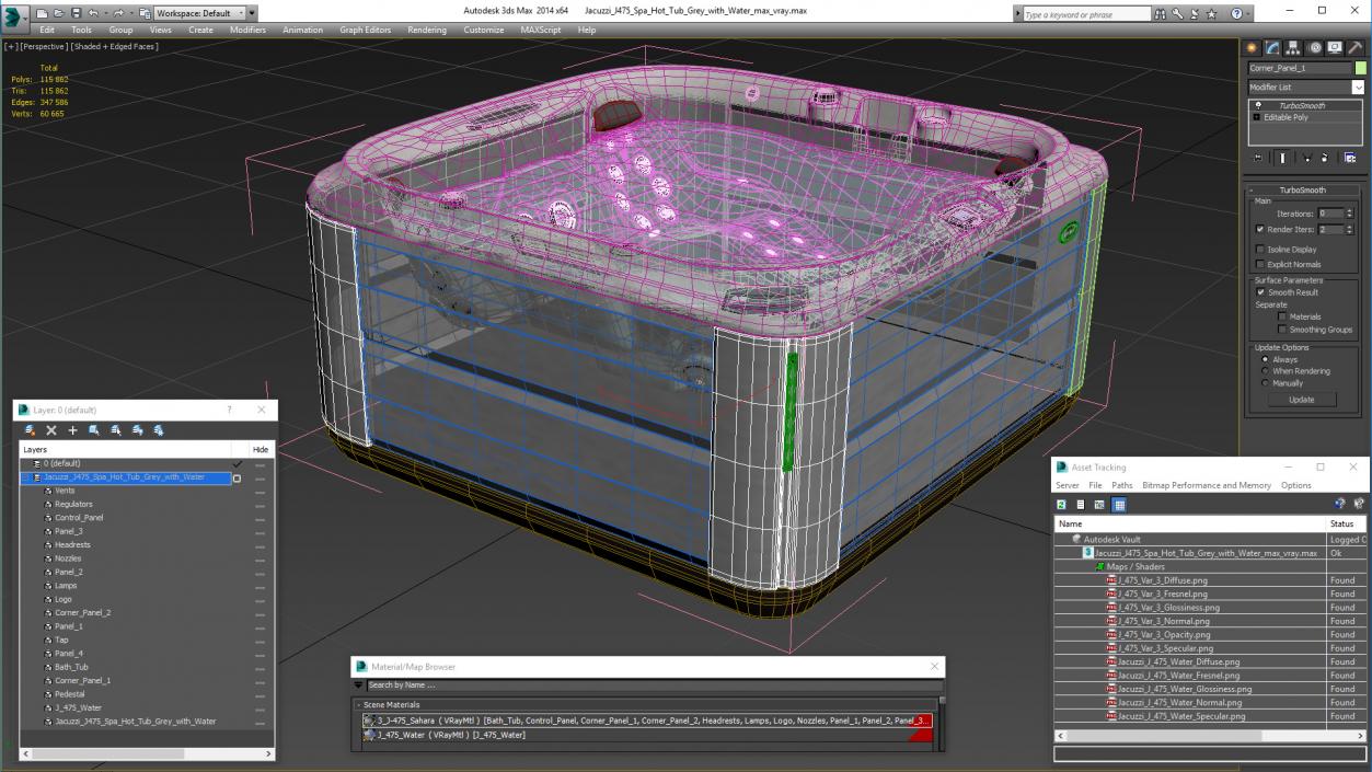 3D model Jacuzzi J475 Spa Hot Tub Grey with Water