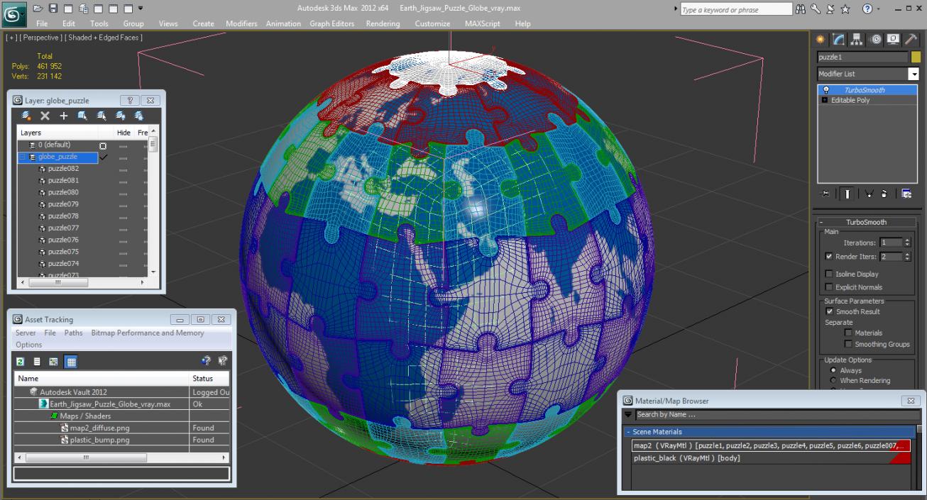 3D model Earth Jigsaw Puzzle Globe