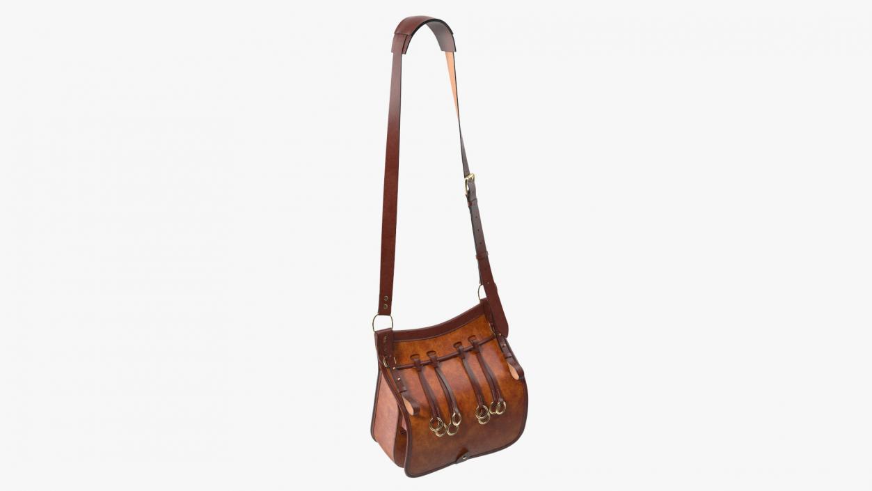 Leather Hunting Brown Handmade Bag 3D model