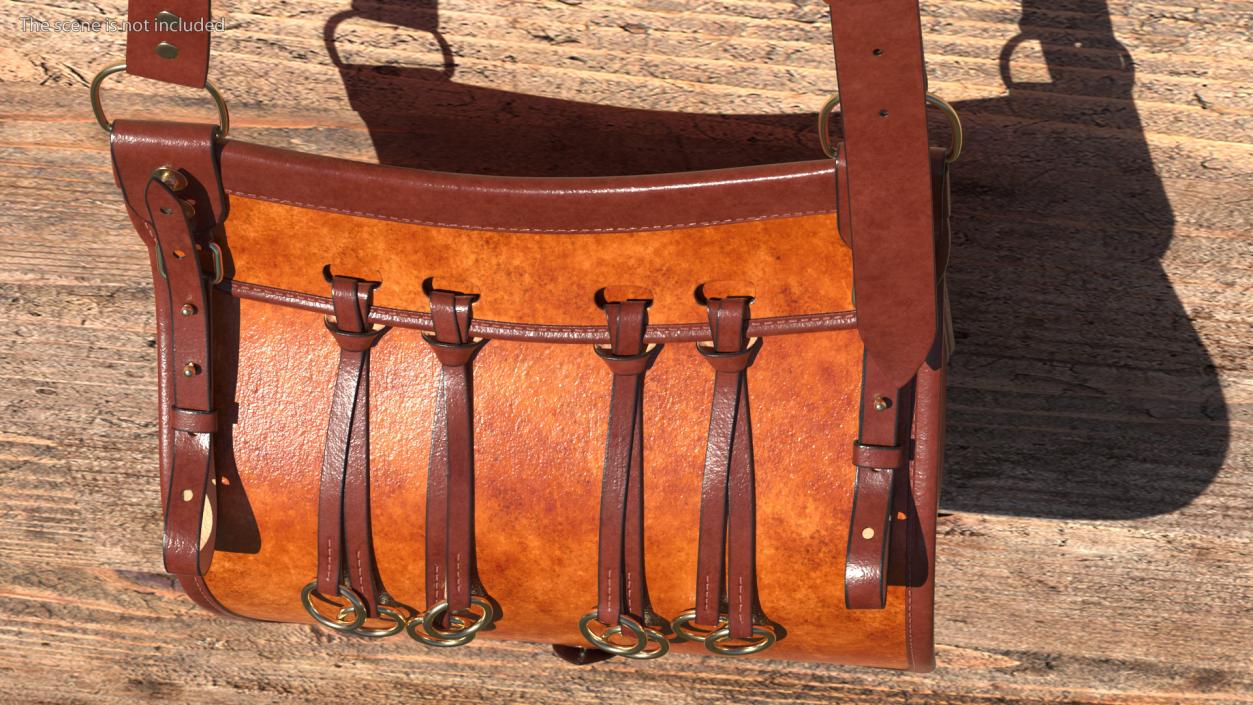 Leather Hunting Brown Handmade Bag 3D model