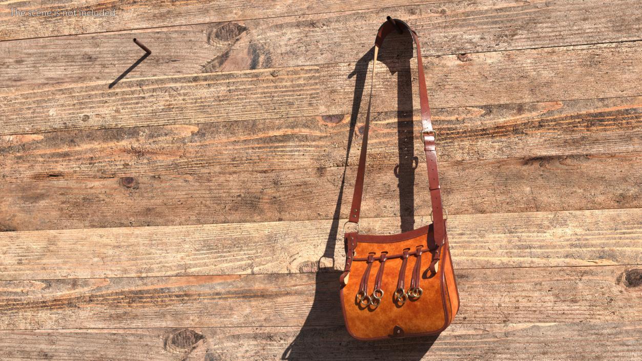 Leather Hunting Brown Handmade Bag 3D model