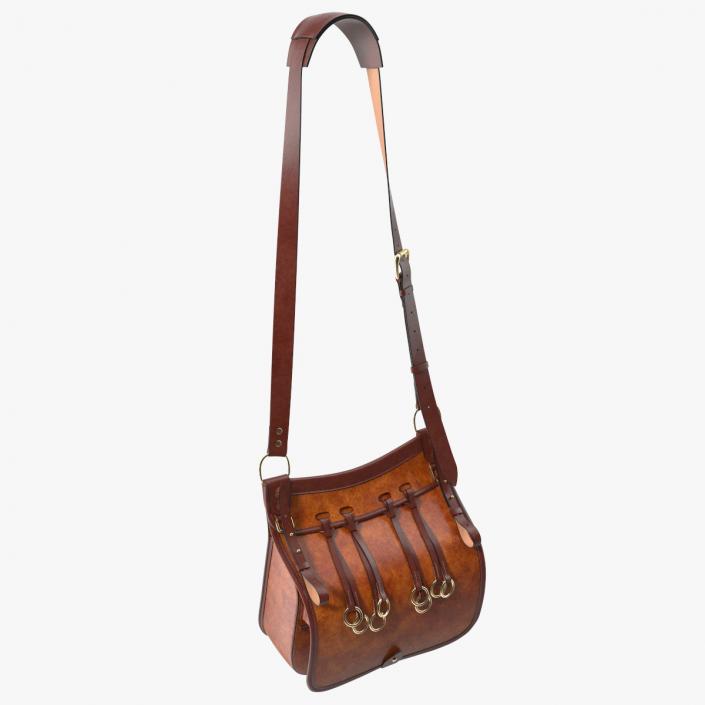 Leather Hunting Brown Handmade Bag 3D model