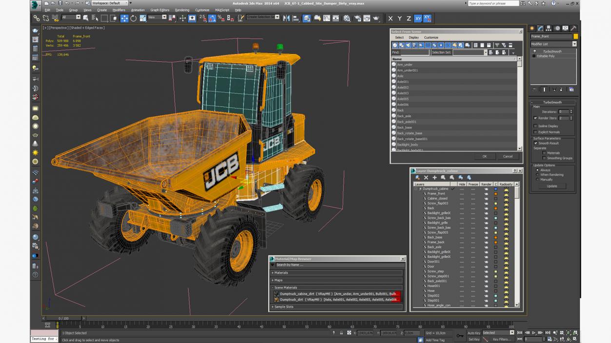 3D JCB 6T-1 Cabbed Site Dumper Dirty model