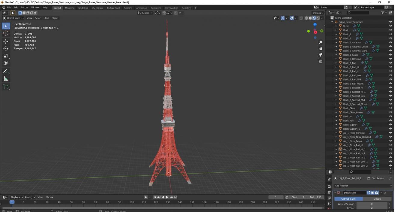 3D Tokyo Tower Structure 2 model