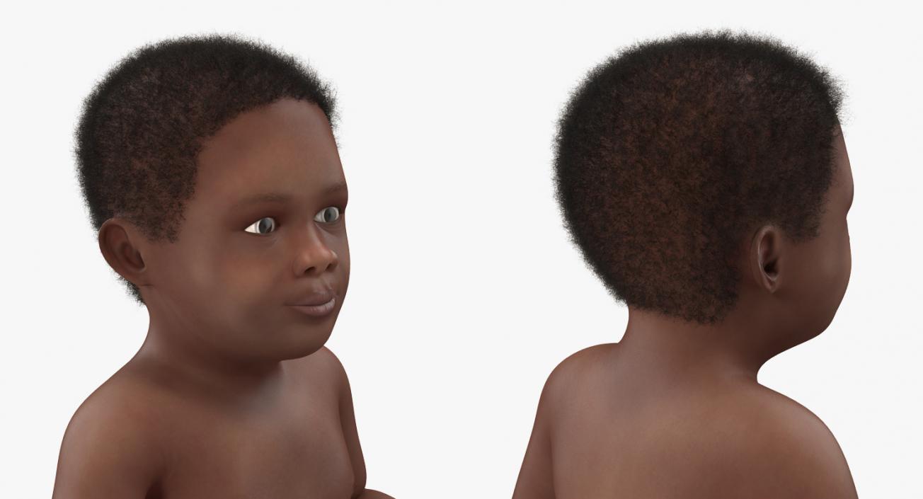 African American Baby Standing with Fur 3D model