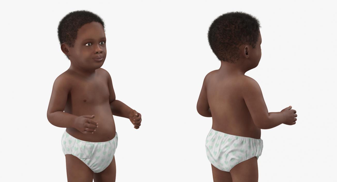 African American Baby Standing with Fur 3D model