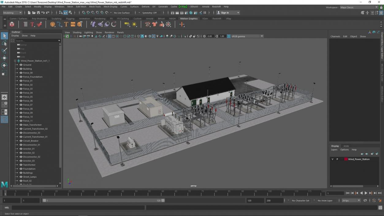 3D Wind Power Station model