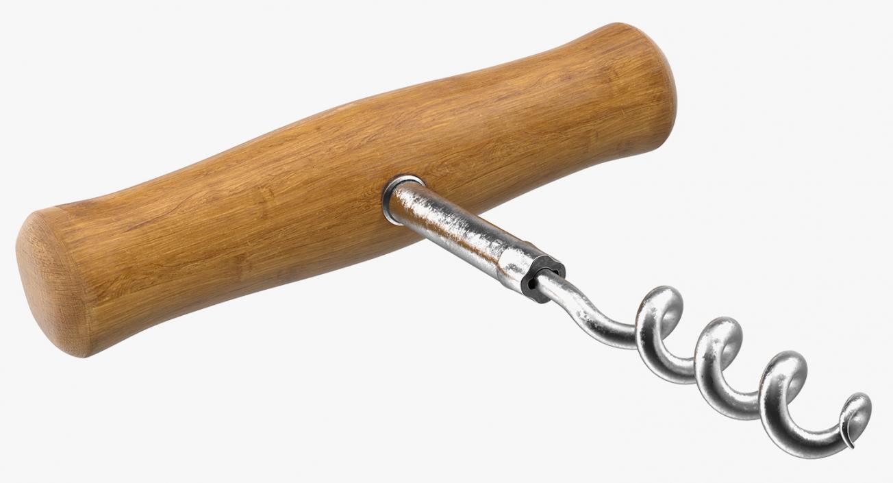 3D Wooden Handle Corkscrew model