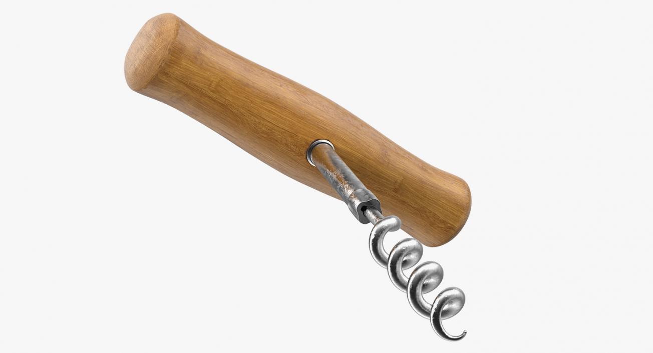 3D Wooden Handle Corkscrew model