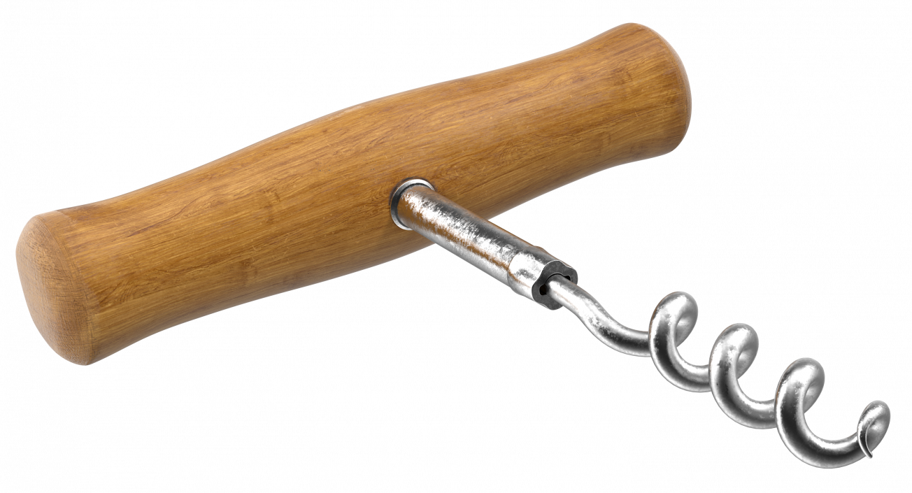 3D Wooden Handle Corkscrew model