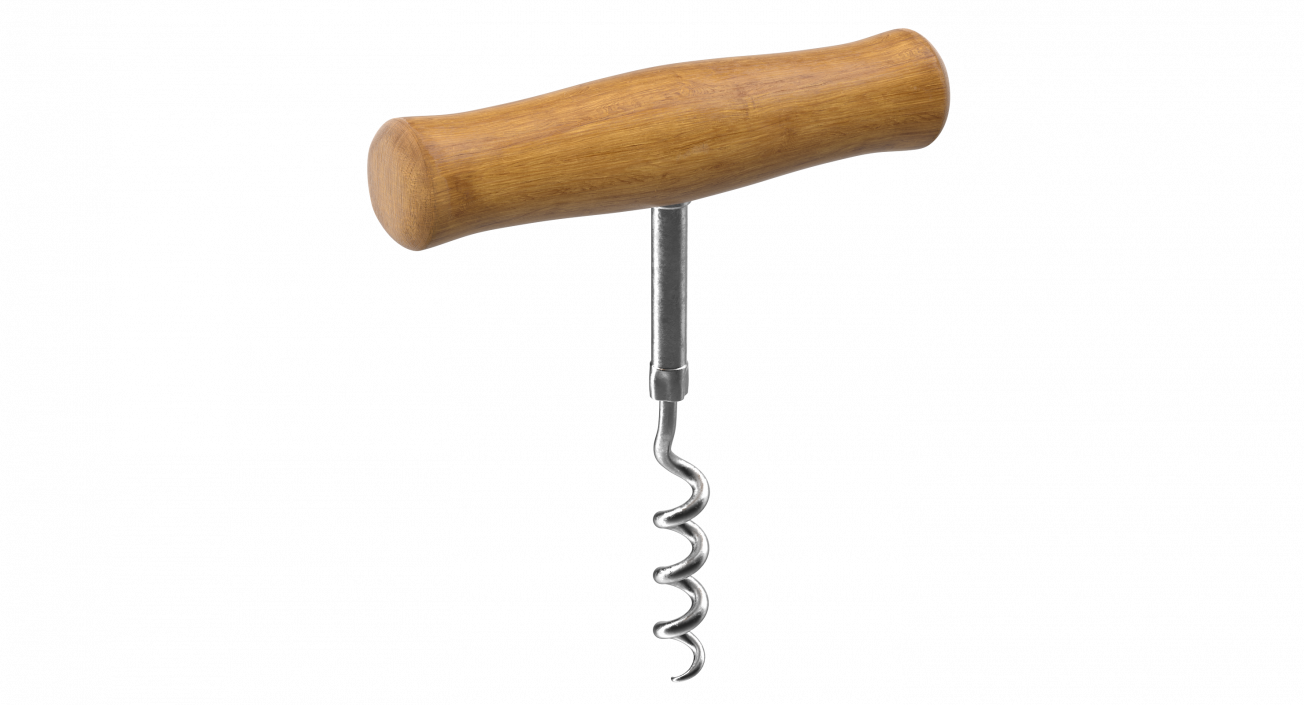 3D Wooden Handle Corkscrew model