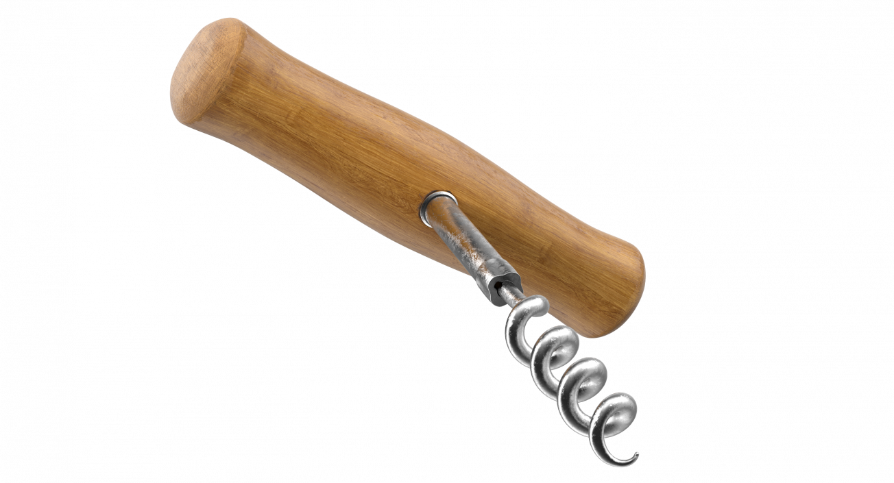 3D Wooden Handle Corkscrew model