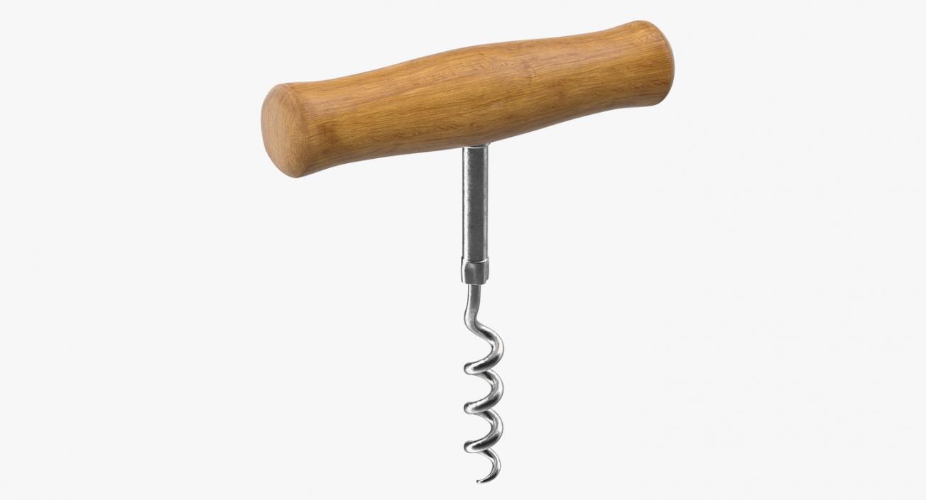 3D Wooden Handle Corkscrew model