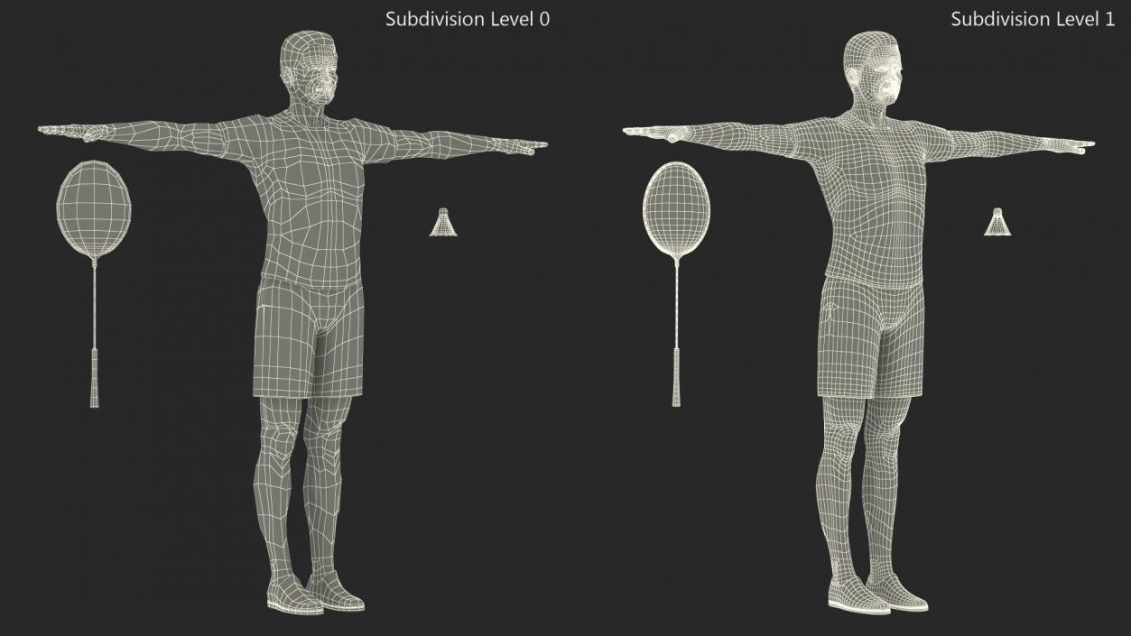 3D model Asian Elderly Man Badminton Style T-pose