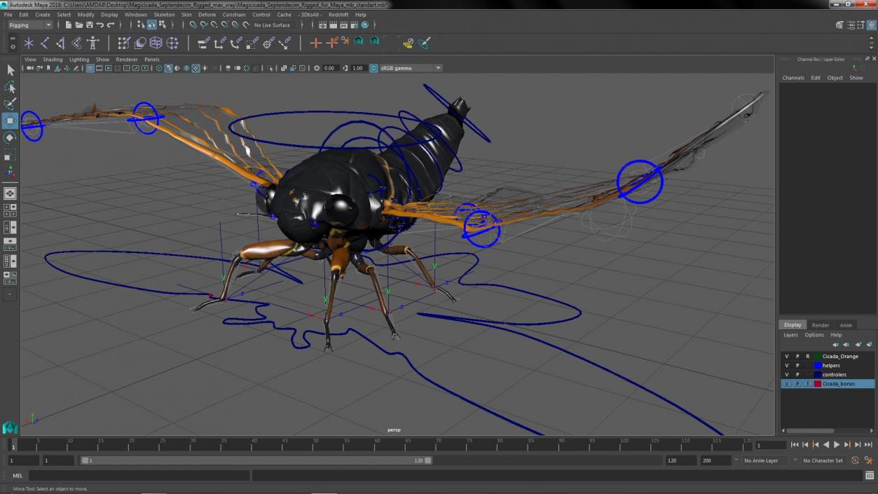 3D Magicicada Septendecim Rigged for Maya model