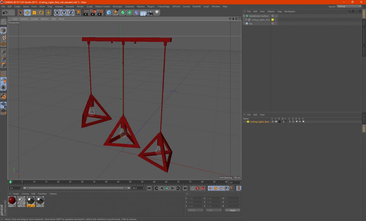 3D Ceiling Lights Red model