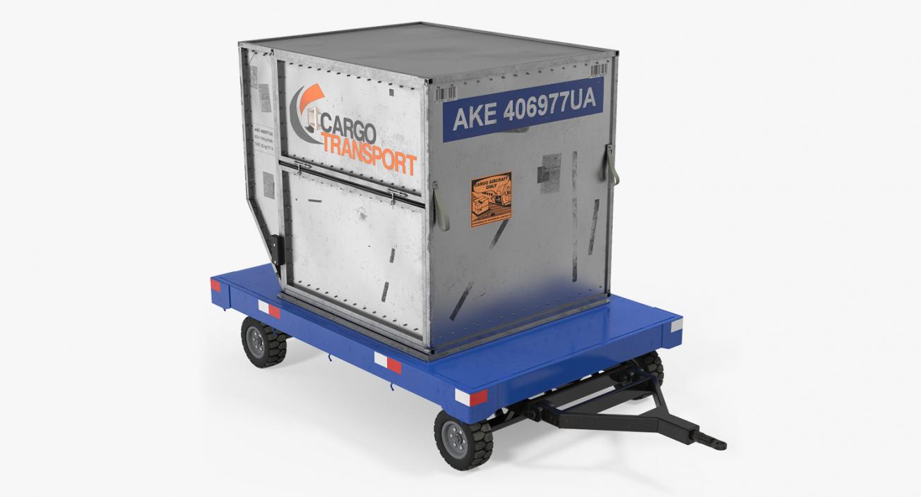 3D Airport Baggage Trailer with Container model