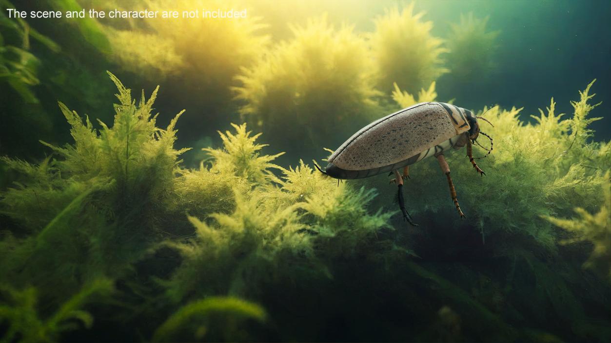 3D Insect Water Beetle Beige Realistic Rigged for Maya