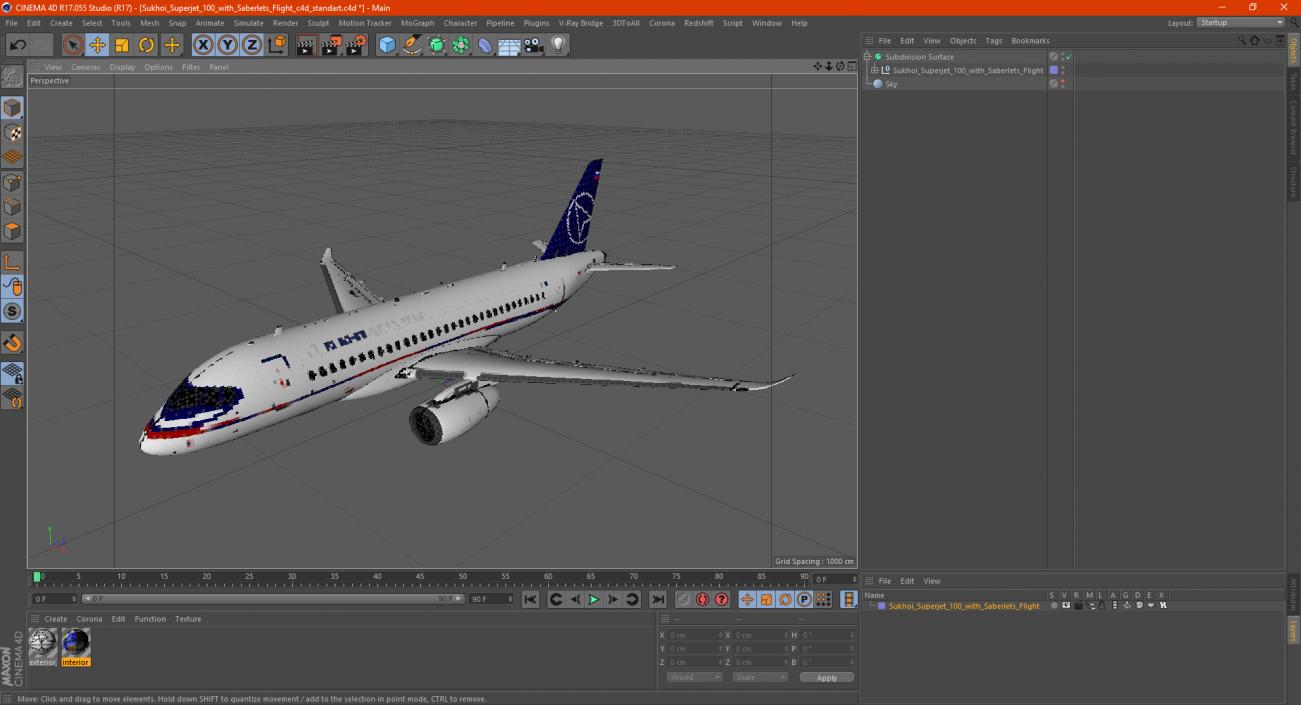 3D Sukhoi Superjet 100 with Saberlets Flight