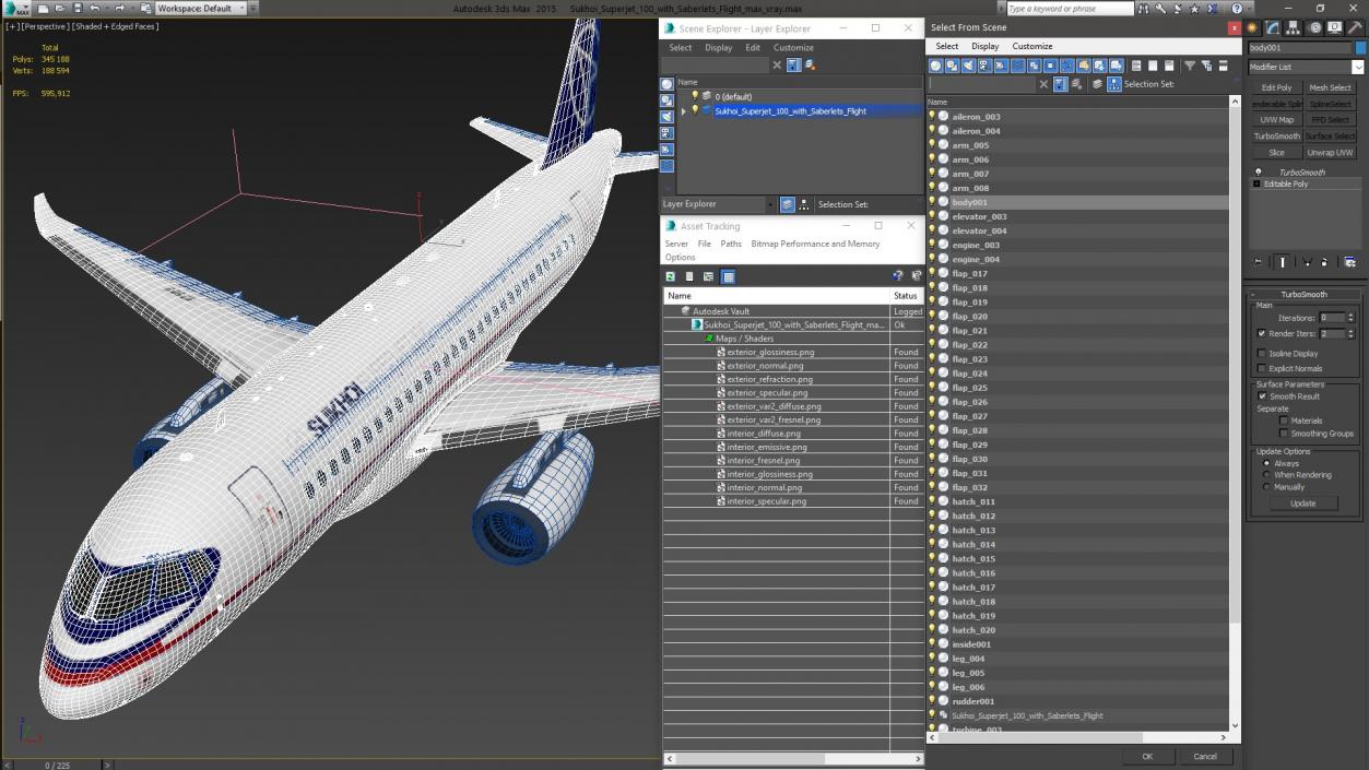 3D Sukhoi Superjet 100 with Saberlets Flight