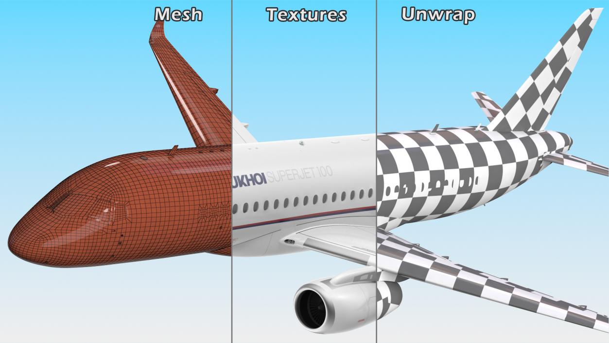 3D Sukhoi Superjet 100 with Saberlets Flight