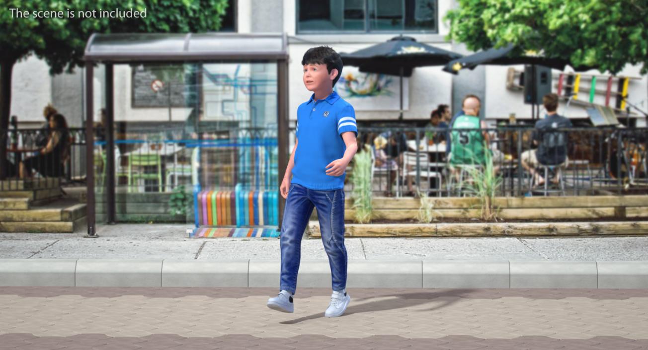 Modern Boy Walking Pose with Fur 3D