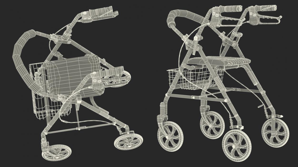 Medical Rolling Walker with Seat 3D