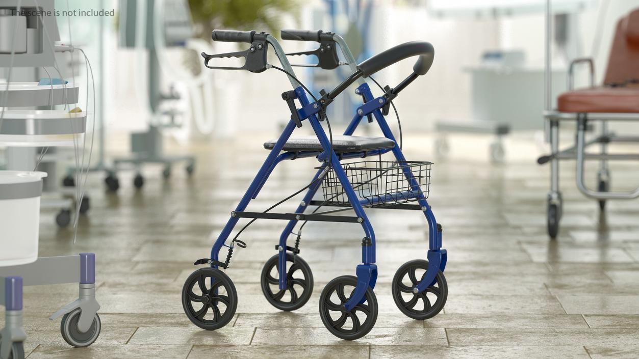 Medical Rolling Walker with Seat 3D