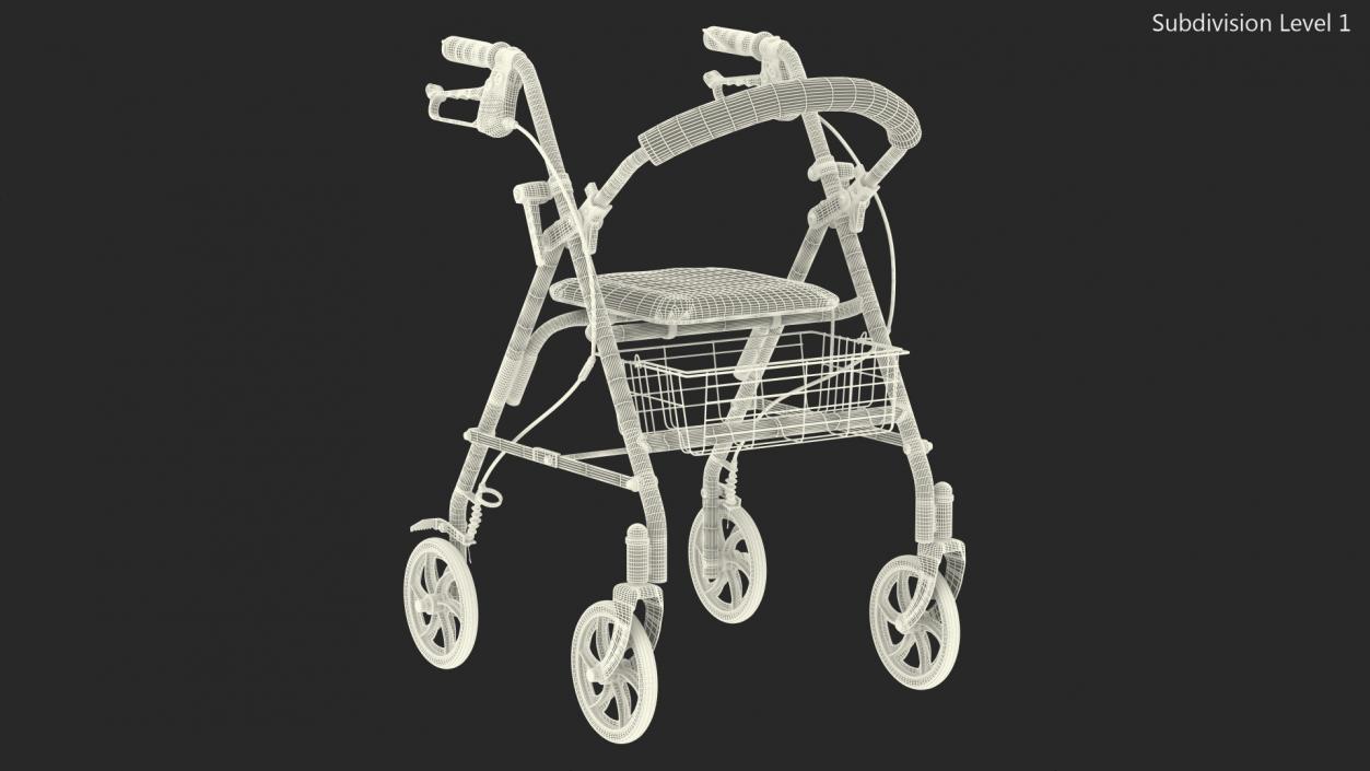 Medical Rolling Walker with Seat 3D