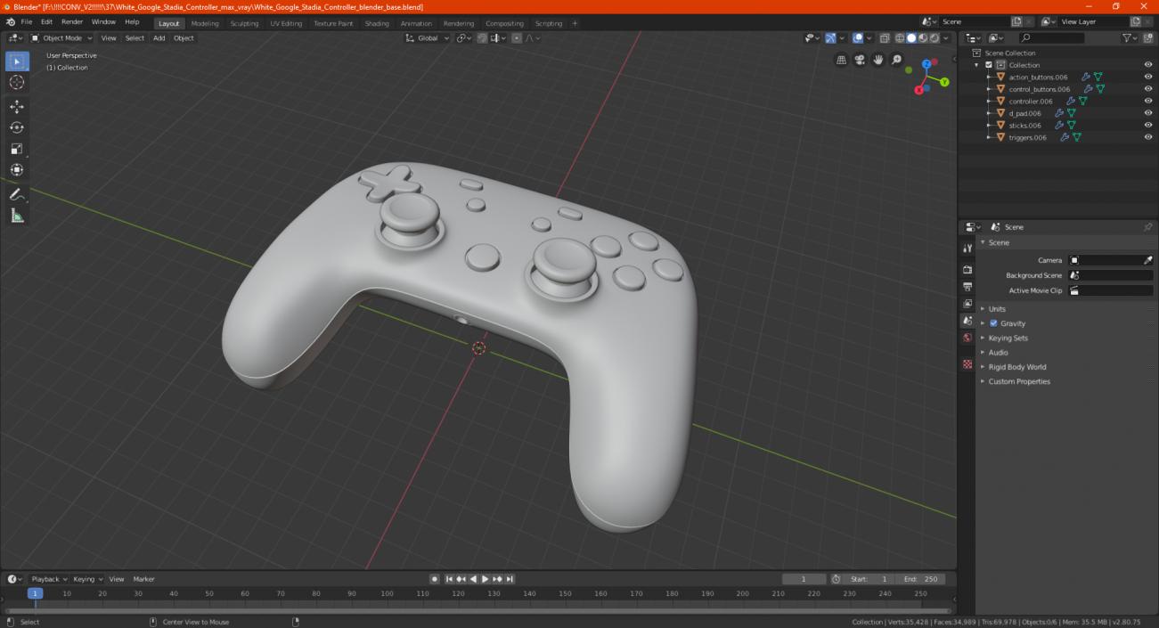 3D model White Google Stadia Controller