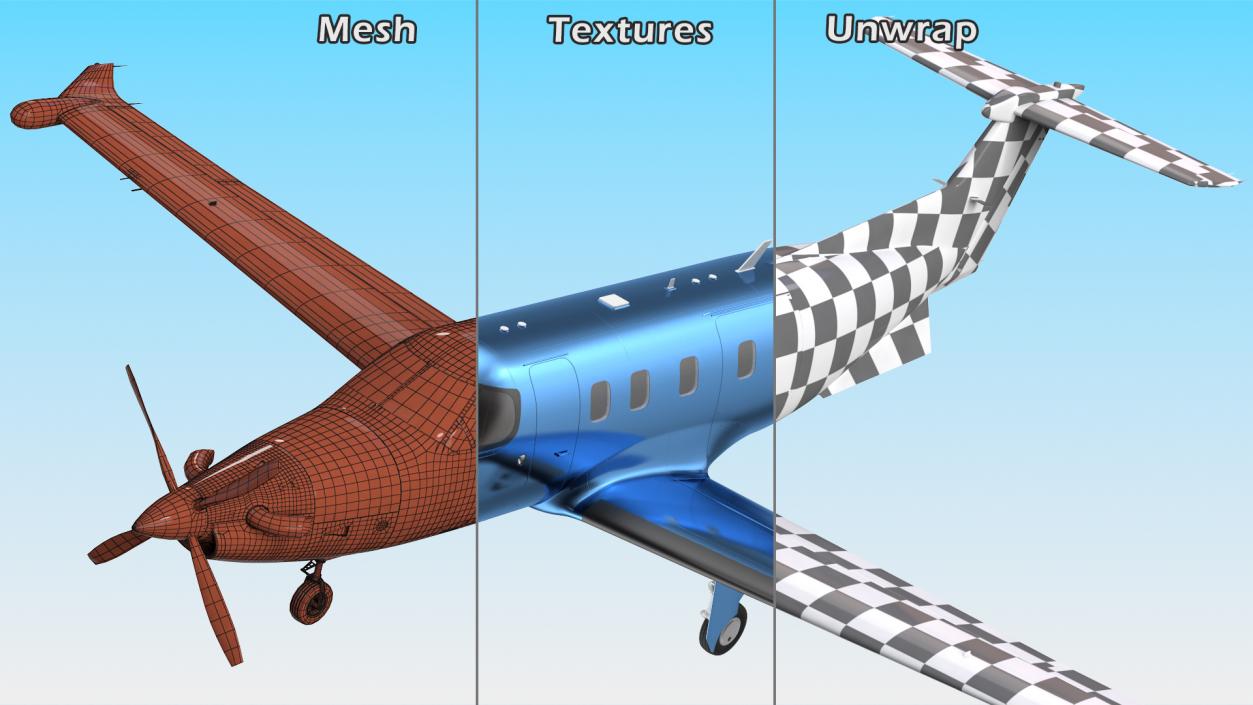 3D Turboprop Business Aircraft Simple Interior model